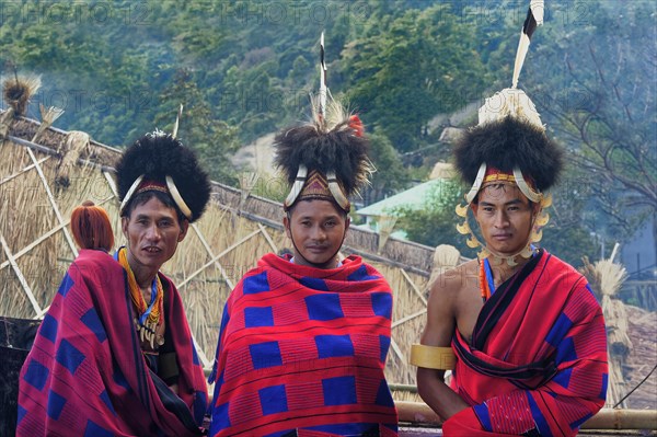 Naga tribal men in traditional clothing