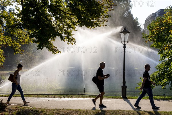Irrigation of the green areas in the spa garden