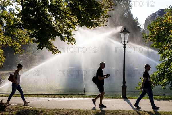 Irrigation of the green areas in the spa garden