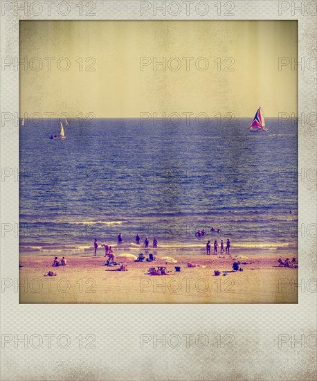 Polaroid effect of beach and Mediterranean Sea