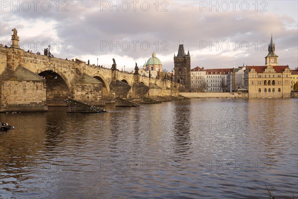 Charles Bridge with Vltava River and Old Town