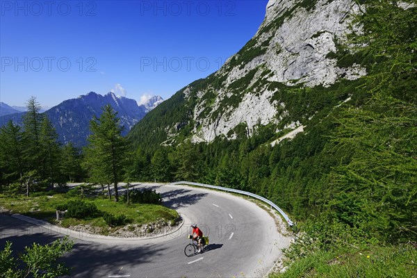 Cyclists on the pass road between Vrsic