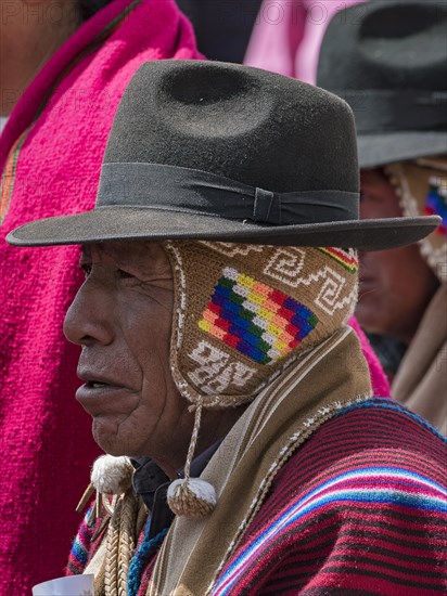 Indigenous man in typical national clothing with typical hat