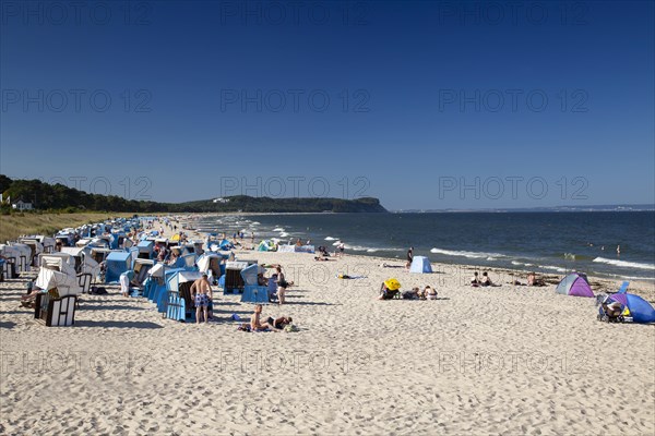Beach chairs on beach at Baltic Sea Coast