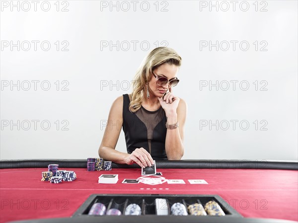 Woman playing blackjack