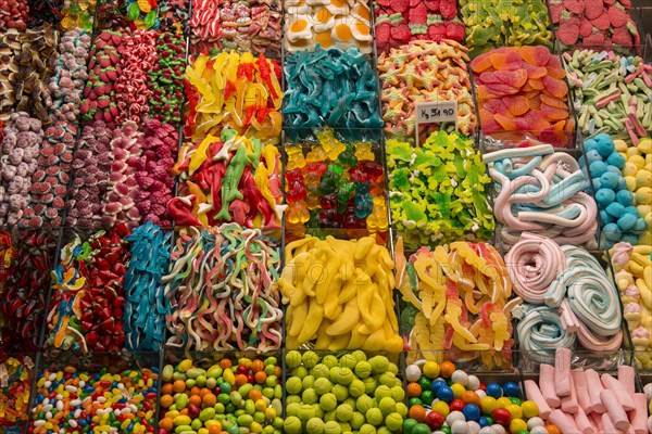 Colourful sweets at market stall