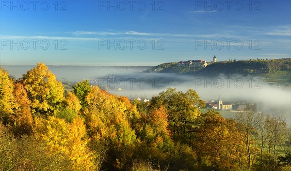 View of Freyburg Castle with Neuchatel Castle in autumn
