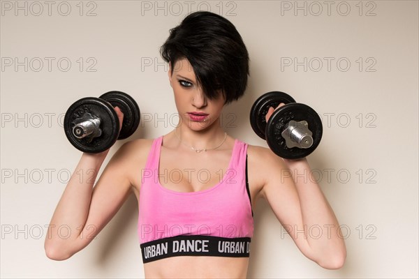 Young woman during fitness workout