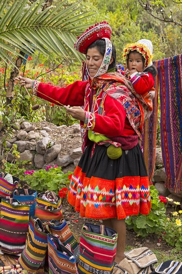 Indigenous mother in traditional costume