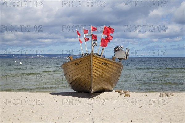 Fishing boat on sandy beach