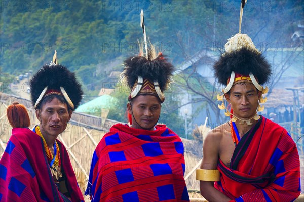 Naga tribal men in traditional clothing