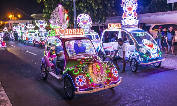 Car illuminated with colourful LEDs