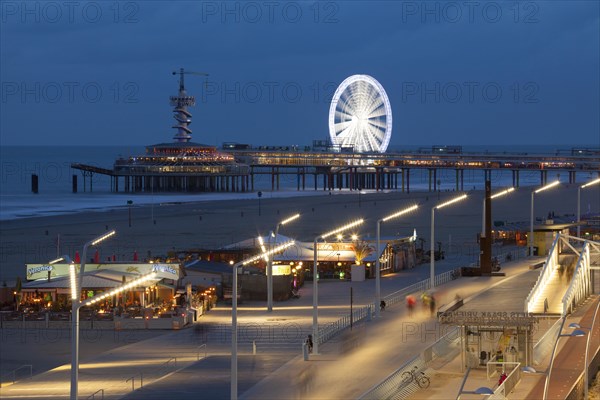 Beach boardwalk on the pier at night