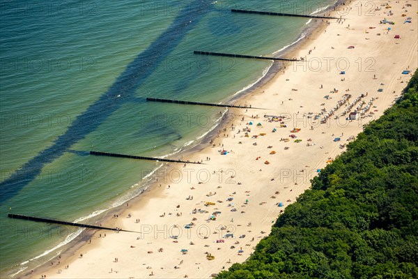 Sandy beach with bathers