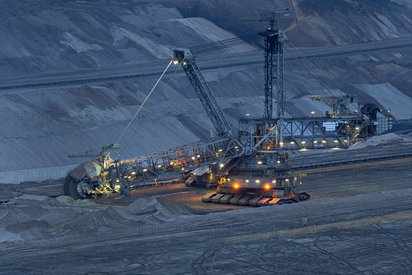 Lignite opencast mine at night