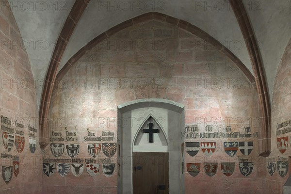 Coat of arms in the gothic coat of arms hall in the Wenceslas castle