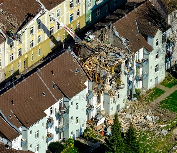 Explosion in a three-story apartment building