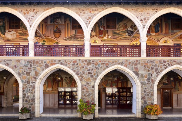 Portico with murals and wall mosaics