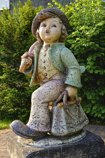 Hummel figurine at the main entrance of the porcelain factory Goebel