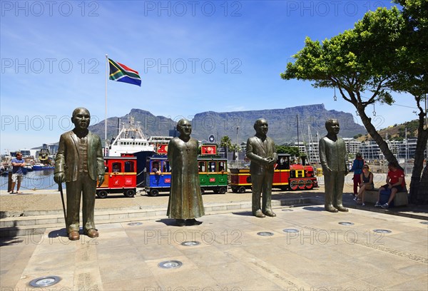 Four statues of Nobel laureates Albert Lithuli