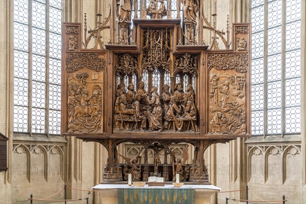Holy Blood Retable of the Wurzburg carver Tilman Riemenschneider in the city church St. Jakob
