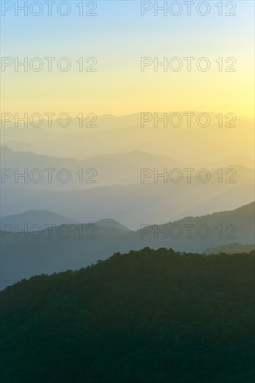 Blue Ridge Mountains from the Blue Ridge Parkway at sunset