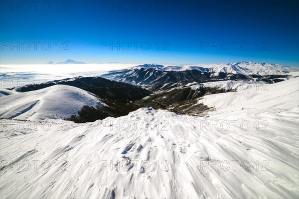 Ararat view from Tzakhkadzor ski resort in Winter