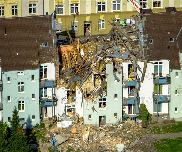 Explosion in a three-story apartment building