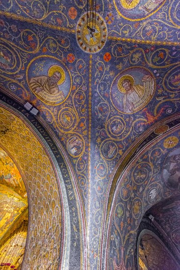 Decorated vaulted ceiling with frescoes