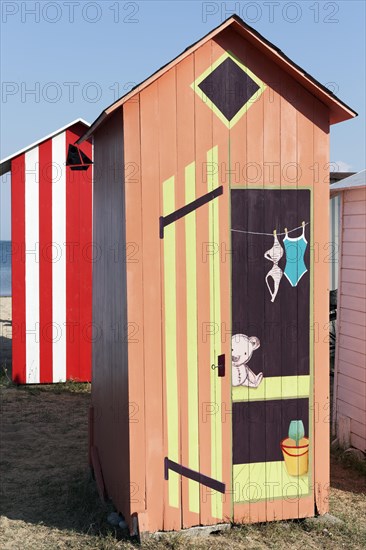 Colorful beach huts