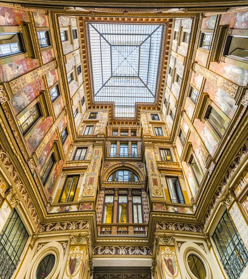 Ornately painted and decorated courtyard of the Palazzo Sciarra Galleria Sciarra