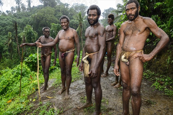 Native men at the Naghol ceremony in the village of Rangsuksuk