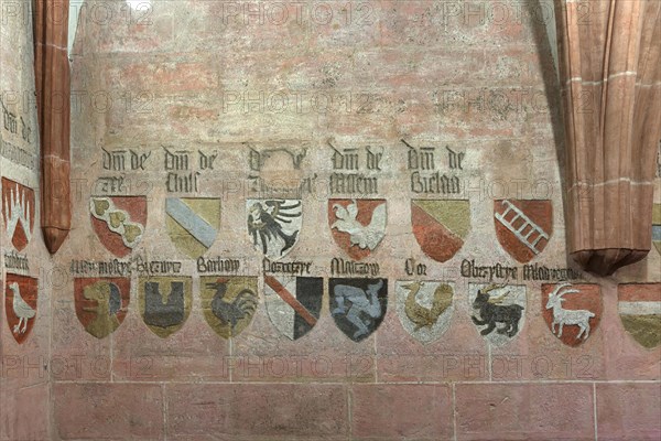 Coat of arms in the gothic coat of arms hall in the Wenceslas castle