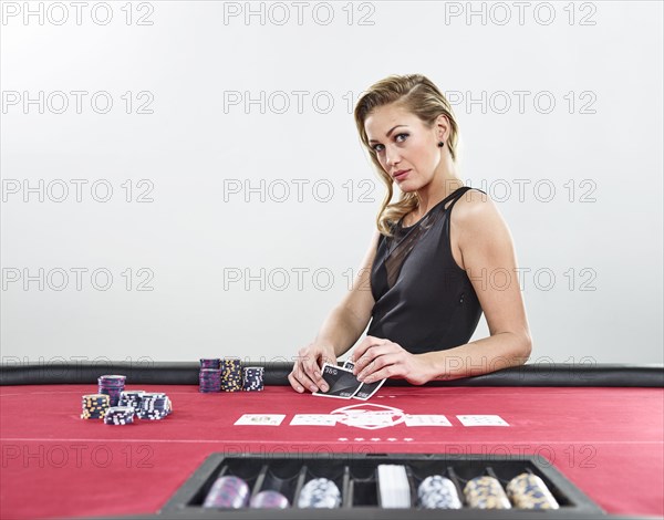 Woman playing blackjack