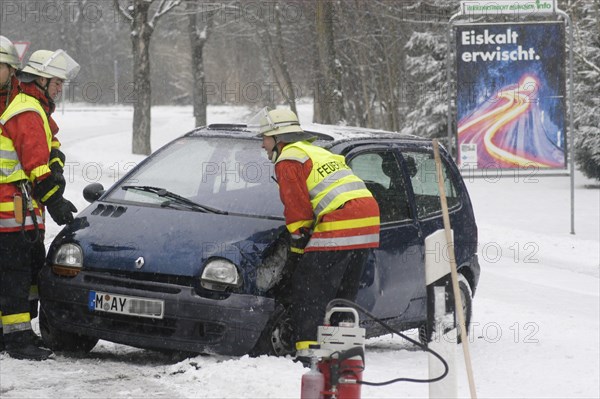 Firemen at traffic accident