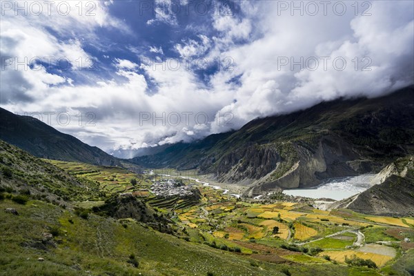 Manang with terrace fields