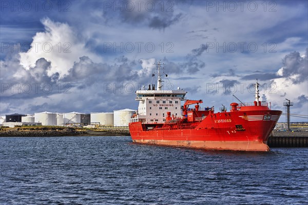 Tanker in front of harbor