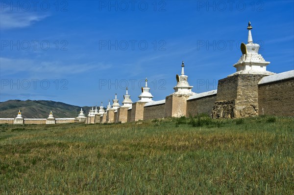 Wall with Soyombo stupas