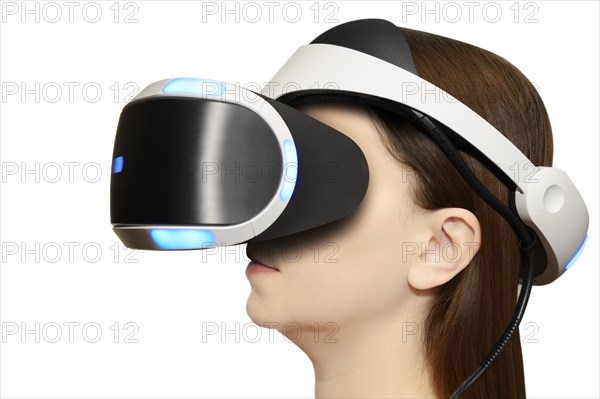 Woman wearing a Playstation VR headset