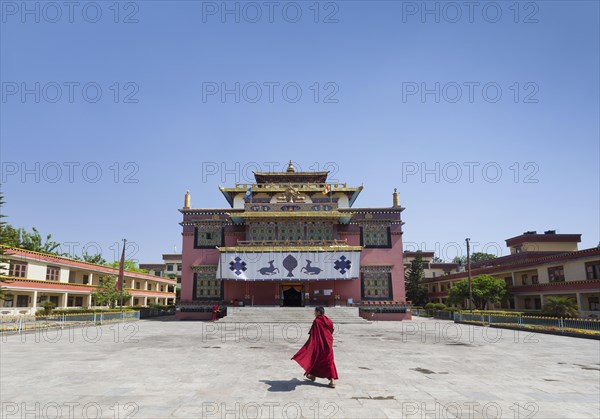 Monk in front of Shechen Monastery