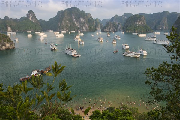 Halong Bay with boats