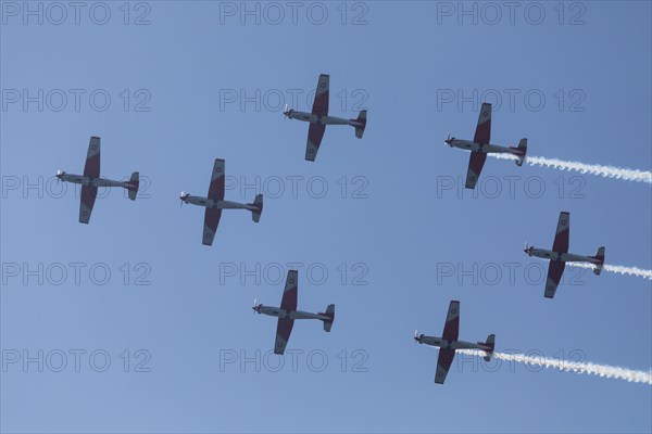 PC-7 team of the Swiss Air Force at a flight show on the occasion of Air & Days in Lucerne