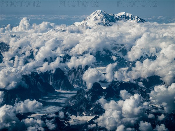 View when approaching Anchorage airport with Mount McKinley or Denali and Matanuska Glacier