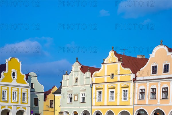 Colorful facades of Renaissance and Baroque houses on Namesti Zachariase z Hradce square
