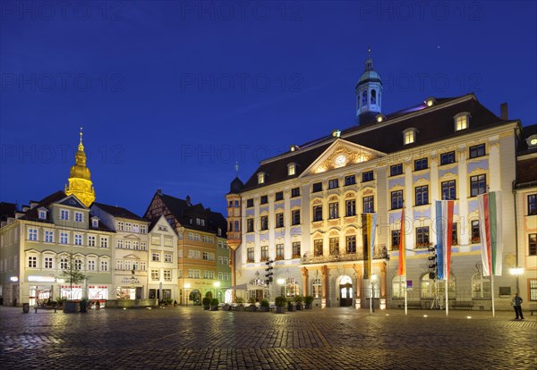 Town Hall on the market square with church St. Moritz