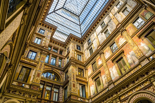 Ornately painted and decorated courtyard of the Palazzo Sciarra Galleria Sciarra