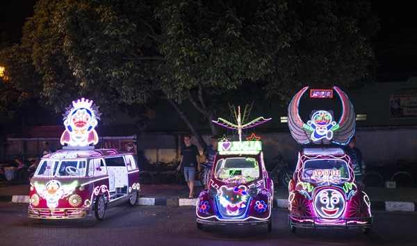 Colorful with LEDs illuminated cars