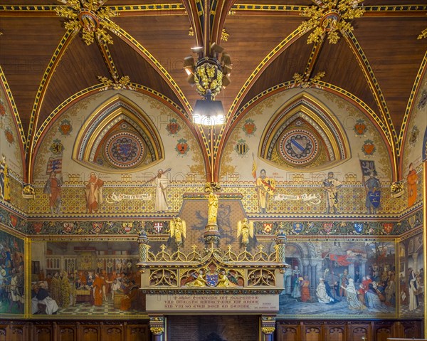 Interior of the Gothic Hall at Stadhuis van Brugge city hall