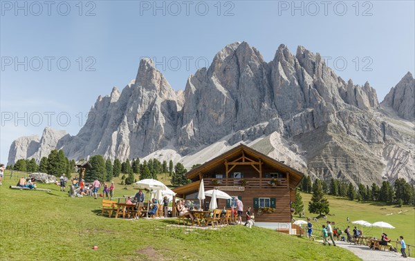 Gschnagenhardt Alm in the Villnoss valley below Geisler peaks