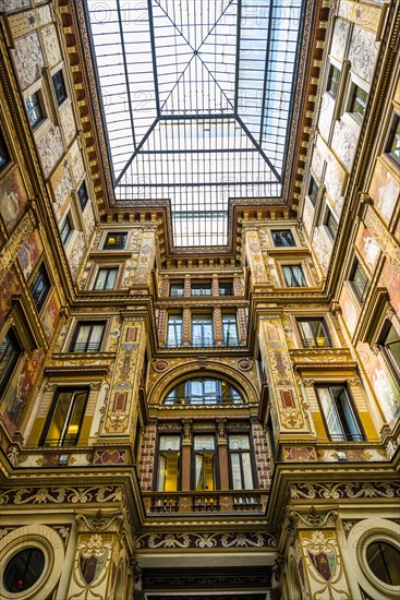 Ornately painted and decorated courtyard of the Palazzo Sciarra Galleria Sciarra